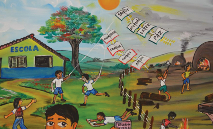 Pintura da aluna Helane, da EMEF Germano José do Nascimento, em Beberibe (CE), 1º lugar do Prêmio Peteca 2012