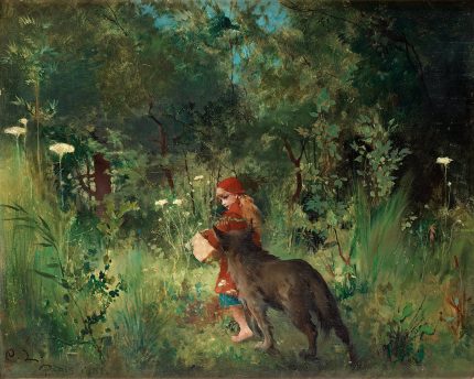 Tela inspirada no livro "Chapeuzinho Vermelho", do pintor sueco Carl Larsson