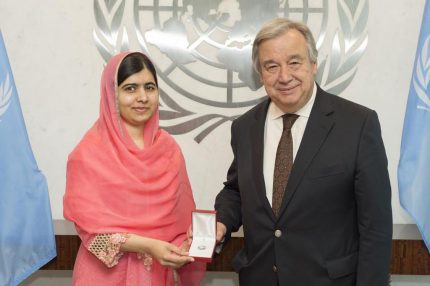 António Guterres e Malala Yousafzai. Crédito: Eskinder Debebe/ONU