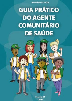 capa do guia agente comunitário de saúde traz desenhos sete personagens que representam agentes